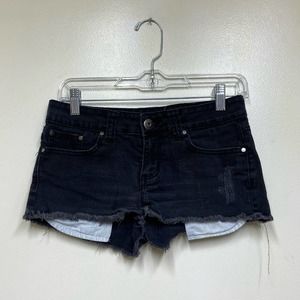 Forever 21 Black Charcoal Wash Cutoff Denim Shorts Raw Hem Ladies Size 27